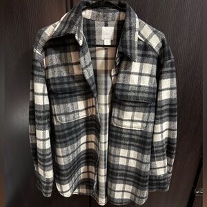 H&M Plaid Button-Up Shirt Jacket